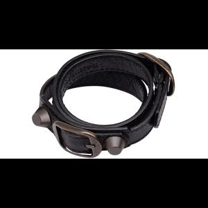 Balenciaga Leather Giant Double Tour Wrap Bracelet